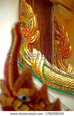 Traditional Thai style stucco in Thai temple.