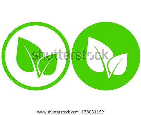 set with green leaf icons in round frame Royalty-Free Stock Photo #178031159
