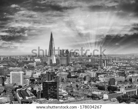 London skyline at sunset - Aerial view.