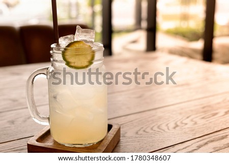 Lemonade soda on a wooden table