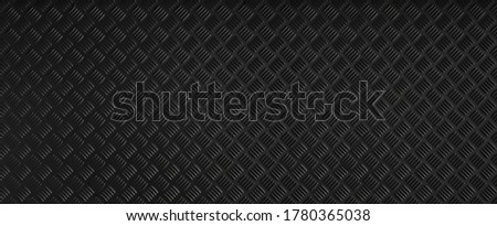 Panorama Black dark grey Checker Plate abstract floor metal stanless background stainless pattern surface. wild picture
