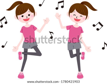 Illustration of dancing woman to music