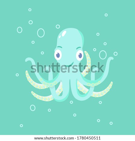 Cartoon octopus. Sea creature. Vector design.