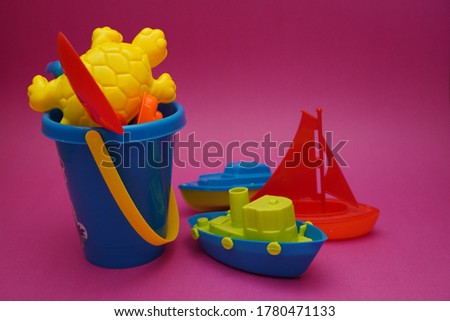 Bucket and beach accessories summer edition with boats