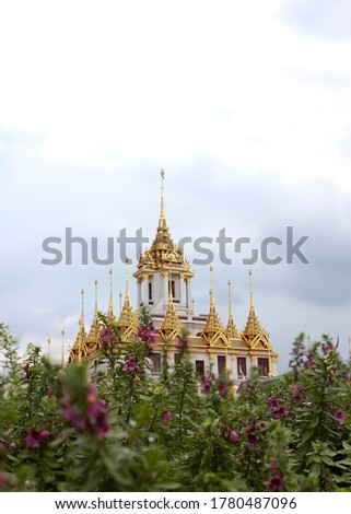 Gorgeous Loha Prasat Golden Temple in Bangkok, Thailand. 
