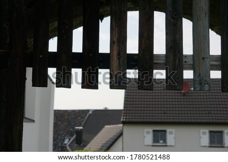 Half-Timbered House With Wooden Gate. Small Medieval Blankenberg Town In Germany.