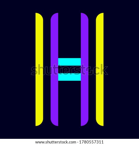 Font folded from multi color ribbons, paper alphabet, letter H, vector illustration 10EPS