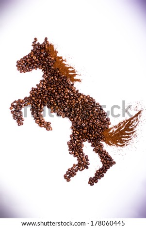 The horse made of coffee seeds