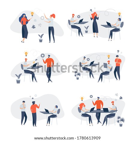 Business people concept.  Creative vector illustration, online news, social networks, virtual communication, information retrieval, company news, site construction