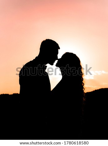 Silhouette Of Two People Holding Hands And Kissing Background Shadow Of Two Adult Girl And Boy Holding Hands At Sunset Light Stock Photos And Images Avopix Com