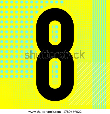 Modern font. Trendy alphabet, black vector number eight on a abstract background.
