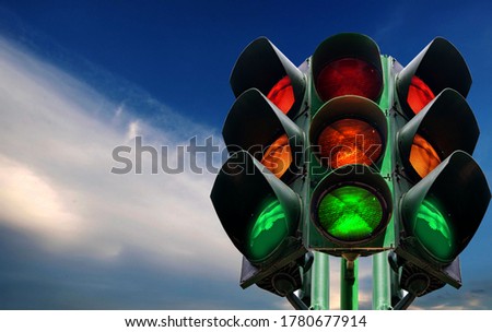 Traffic lights Isolated from the background technology symbol respect traffic regulations Royalty-Free Stock Photo #1780677914