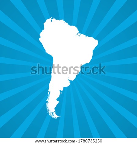Map of South America blue comic pop art vector.