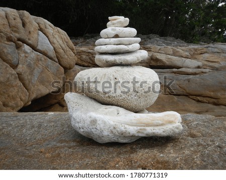 creative coral Stone arrangement at the beach