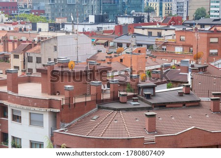 View of the city rooftops in Bilbao, Spain