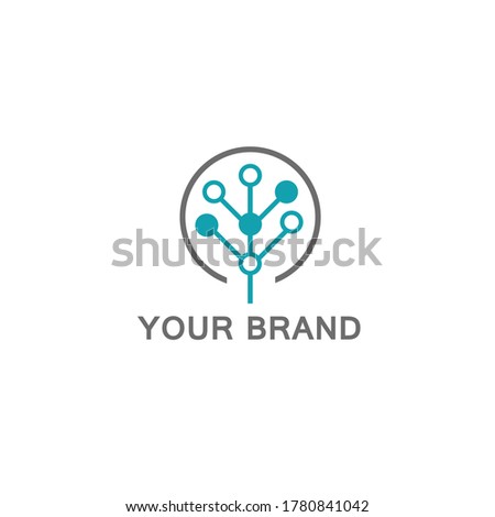 technology leaf logo design or eco technology logo round