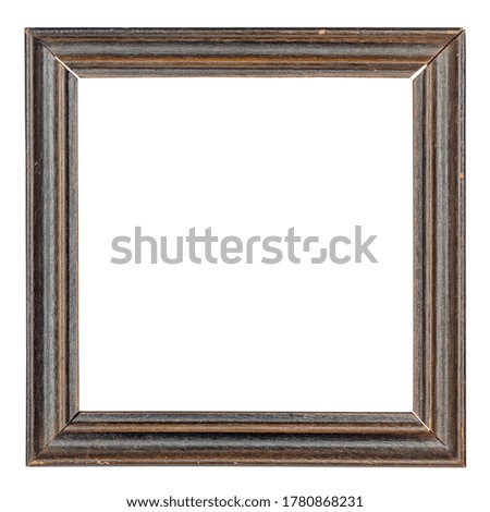 Simple old square wooden picture frame isolated on white background