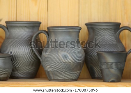 Handmade, traditional black pottery. Lithuania, Merkine