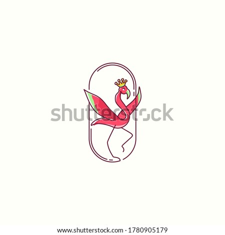 illustration vector graphic designs. emblem, badge, mascot, character logo. pink red swan flamingo