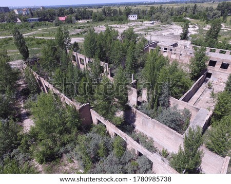 Drone quadrocopter explores an abandoned industrial building.Kiev