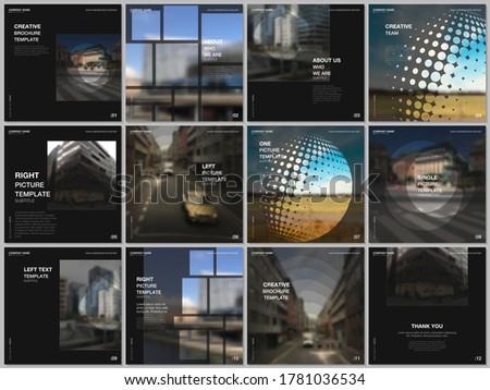 Brochure layout of square format covers design templates for square flyer leaflet, brochure design, report, presentation, magazine cover. Corporate business concept template with abstract ackgrounds. Royalty-Free Stock Photo #1781036534