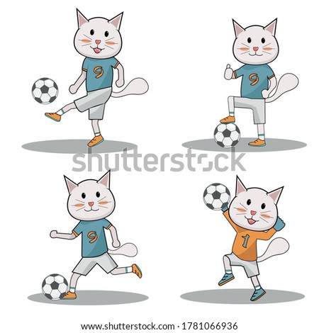 this is an illustration of a vector design of a cat pose with a nice soccer ball to help complete your project