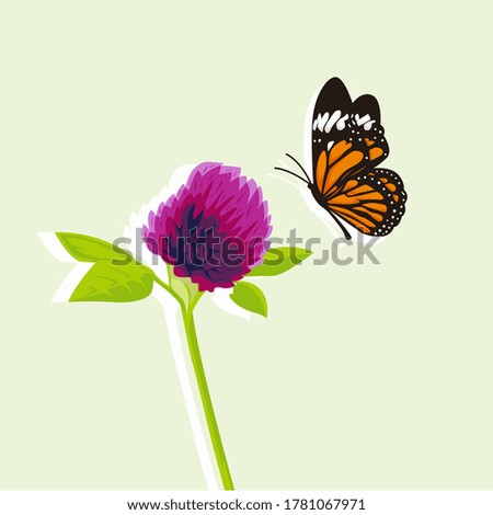 flower and butterfly illustration design vector
