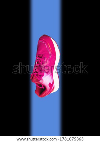 Sports shoes for health That separates from the blue light beautiful black background background clipping part jpg 24 million pixels