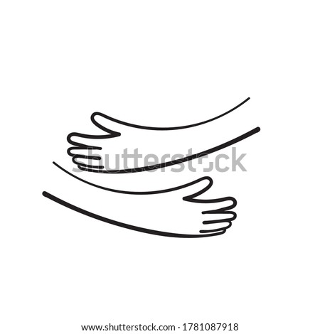 hand drawn doodle hand with hug gesture illustration vector 