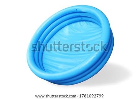 Inflatable paddling pool blue, without water empty. pool kiddy isolate.