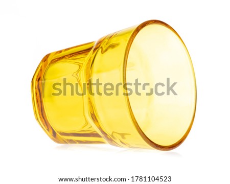 yellow glass isolated on white background.