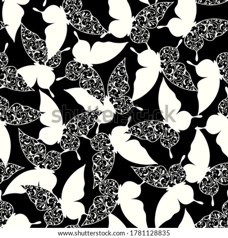 Pattern seamless in the ornament of the butterfly,