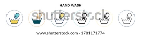 Hand wash icon in filled, thin line, outline and stroke style. Vector illustration of two colored and black hand wash vector icons designs can be used for mobile, ui, web