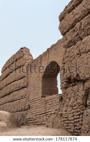 Narin Castle, a mud-brick fort or castle in the town of Meybod, Iran.