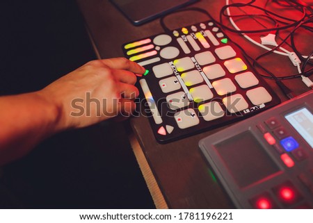 Close up view of professional DJ console.