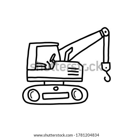 Excavator illustration and dozer hand drawn for coloring and line art. Kids 
heavy equipment coloring for education.