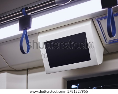Mock up Lcd screen Blank digital frame display indoor Subway train Royalty-Free Stock Photo #1781227955