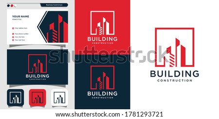 Modern building construction logo and business card design, icon, modern concept, architectural, estate, Premium Vector