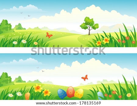 Vector Easter and spring banners