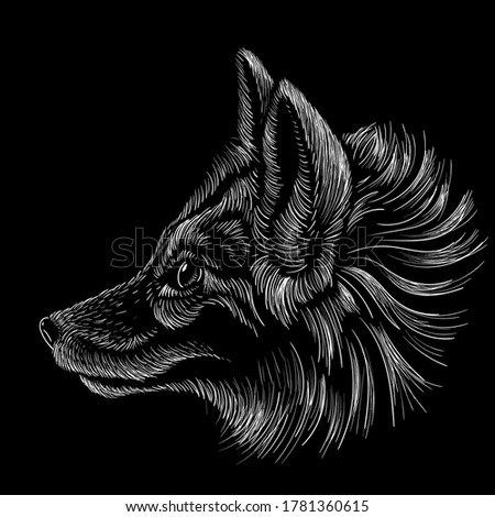 The Vector logo fox or wolf for tattoo or T-shirt design or outwear.  Cute print style dog  or wolf  background. 