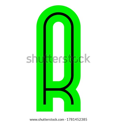 Modern Font, alphabet in the bright style, Vector letter R