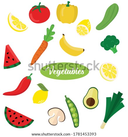  vegetables Flat Style Vector white background
