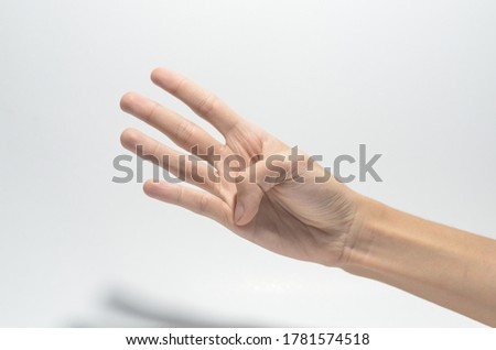 hands finger number 4 on isolated white background