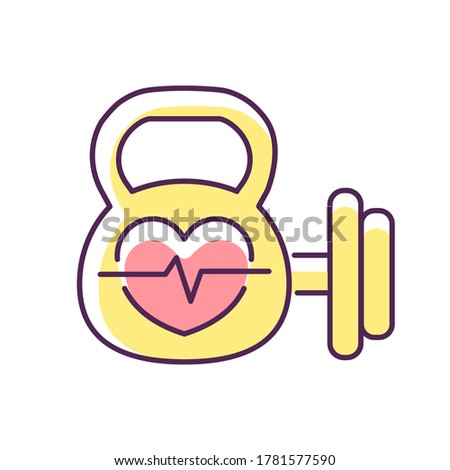Fitness center RGB color icon. Sport shop. Workout accessory. Gym equipment. Dumbbell for weight lifting exercises. Isolated vector illustration