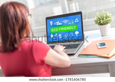 Laptop screen displaying an eco friendly concept