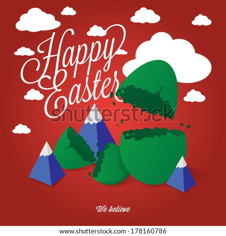 Easter egg illustration with Happy Easter text