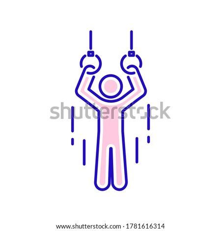 Physiotherapy line color icon. Exercise, stretching. Rehabilitation, therapy concept. Isolated vector element. Outline pictogram for web page, mobile app, promo. Vector illustration