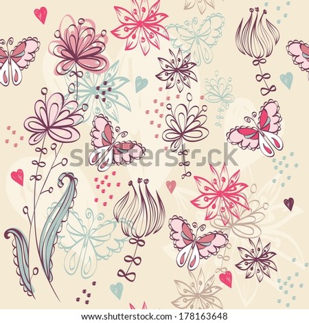 Flowers fantasy. Cute floral seamless pattern .