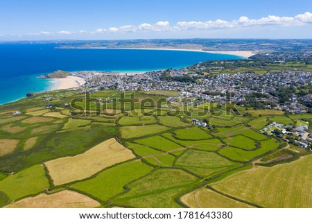 Aerial photograph taken close to St Ives, Cornwall, England