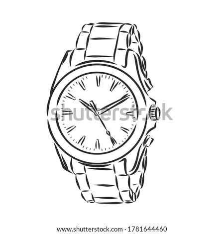 Sketch wrist watch isolated on white background, wrist watch, vector sketch illustration